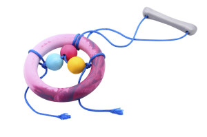 Dog toy made from thermoplastic TPR with ring and rope