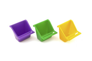 Bird feeder with metal hanger for bird cages made from plastic