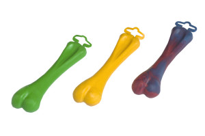 Large dog bone chewing toy made from thermoplastic that floats in water
