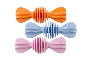 Large dental dog toy that cleans teeth while chewing