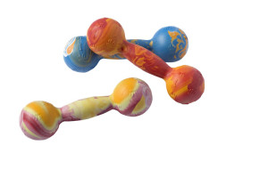Dumbbell shaped rubber dog toy made from non-toxic rubber TPR