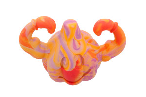 Non-toxic solid rubber dog toy made from thermoplastic that floats, vanilla scented