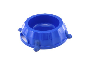 Plastic dog bowl with anti skid rubber feet