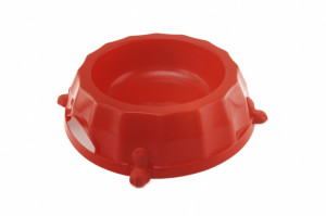Plastic dog bowl for medium to large dogs with anti skid rubber feet