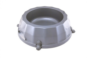 For large dogs, plastic bowl with anti skid rubber feet on the bottom