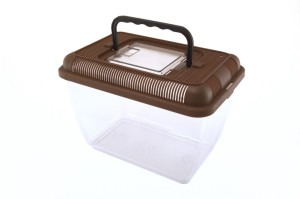 Portable terrarium for rodents, reptiles or fish, clear plastic, with lid and a handle, size 3.50 liters