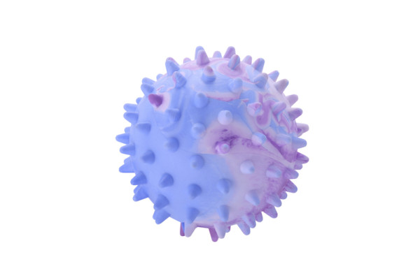 Rubber dog ball with spikes that floats in water