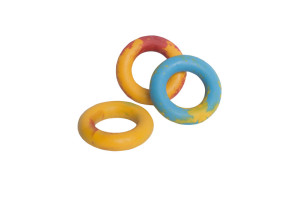 Ring dog toy made from thermoplastic that floats in water