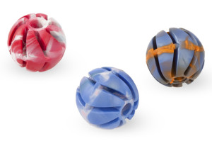 Very durable dog chewing rubber spiral ball